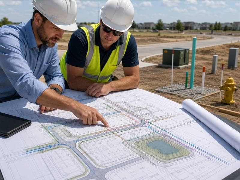 Land development engineer reviewing utility capacity plans for water, sewer, electric, gas, and stormwater systems.
