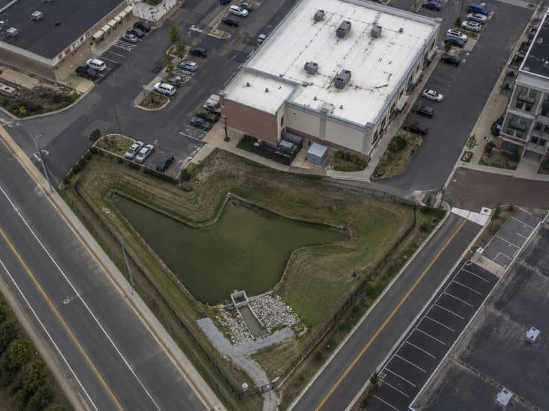Compact detention pond design for space constrained commercial site in memphis tennessee
